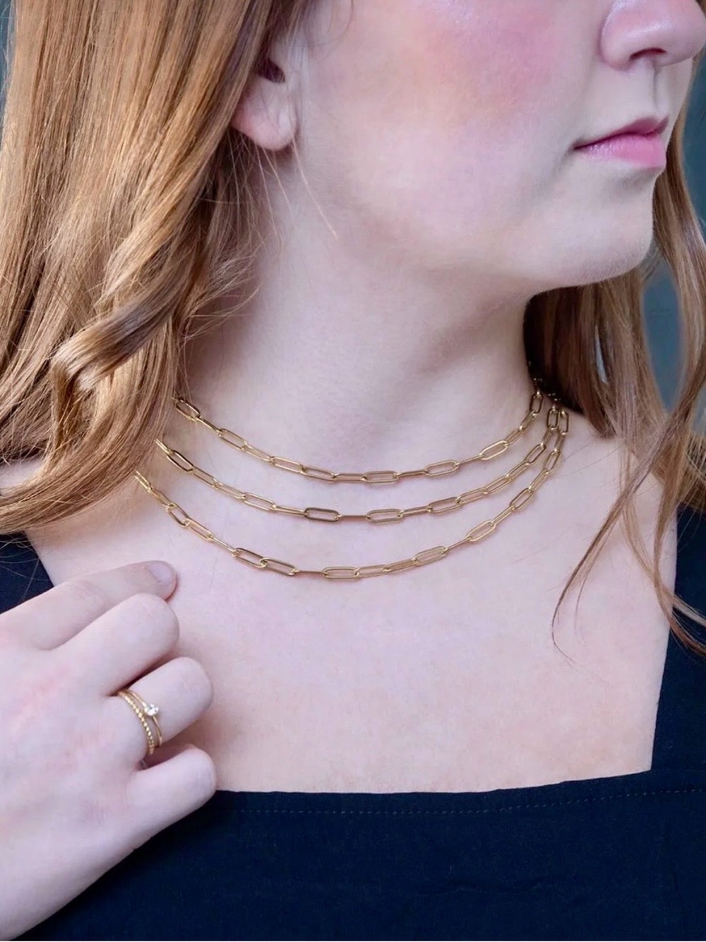 14K Gold Filled PLUS Paperclip Chain Necklace 4mm 20”